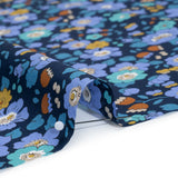 Liberty Fabrics Tana Lawn® - Betsy Meadow Dark Blue - Blue, Periwinkle and Yellow Illustrated Floral