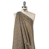 Liberty Fabrics Tana Lawn® - Aubrey Forest Yellow - Yellow and Blue Leafy Floral Chevrons