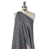 Liberty Fabrics Tana Lawn® - Aubrey Forest Blue - Blue and Orchid Purple Leafy Floral Chevrons