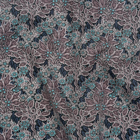Liberty Fabrics Tana Lawn® - Aubrey Forest Blue - Blue and Orchid Purple Leafy Floral Chevrons