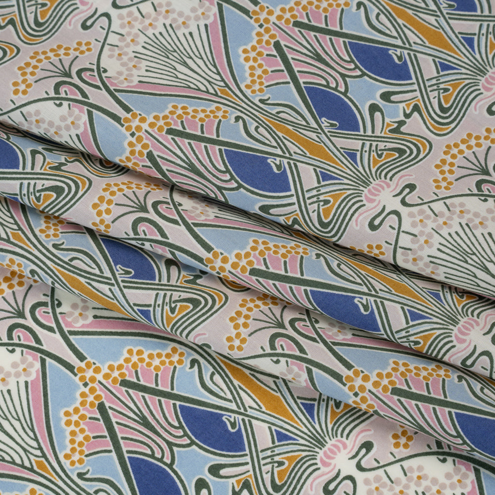Liberty Fabrics Tana Lawn® - Ianthe Multi Pastel - Pink, Sky Blue and Yellow Art Nouveau Floral Trees