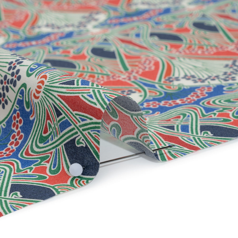 Liberty Fabrics Tana Lawn® - Ianthe Red - Red, Bright Blue and Pink Art Nouveau Floral Trees