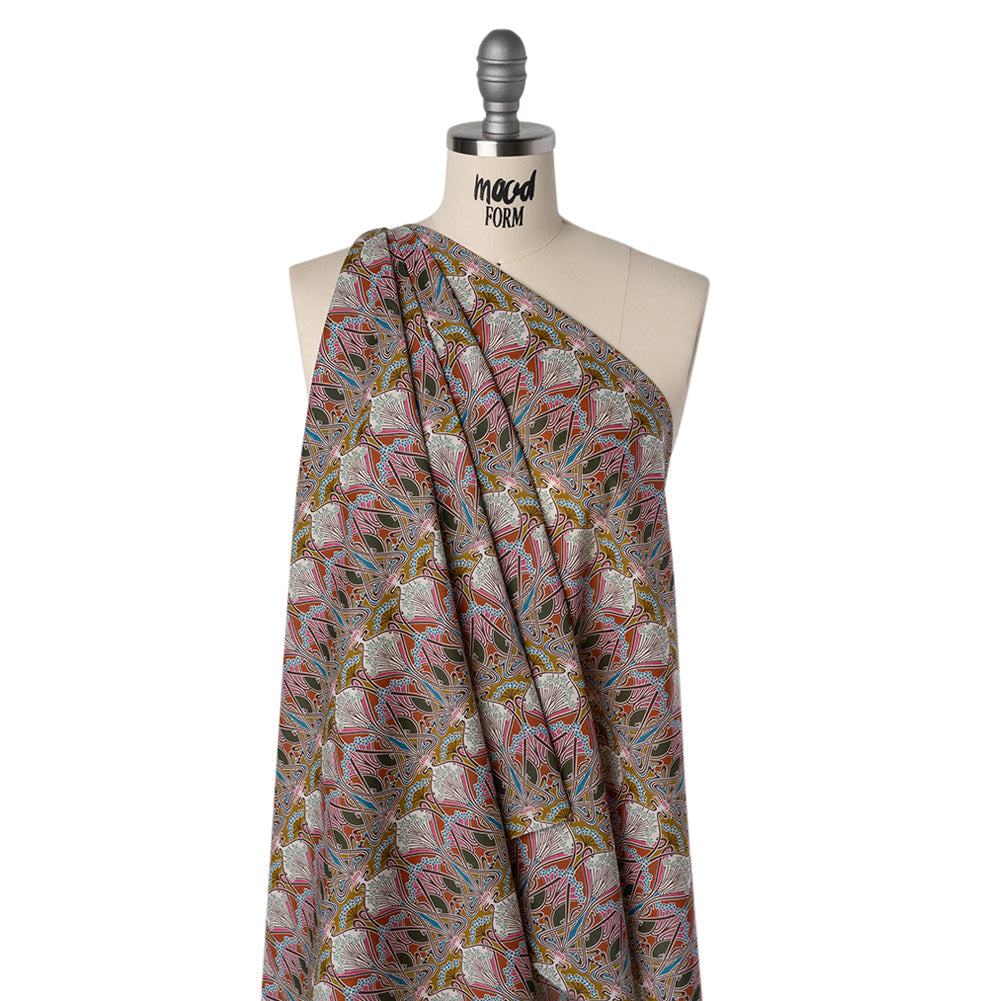 Liberty Fabrics Tana Lawn® - Ianthe Multi Bright - Bright Pink, Sky Blue and Gold Art Nouveau Floral Trees