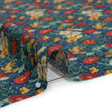 Liberty Fabrics Tana Lawn® - Florence May Dark Blue - Blue, Red and Yellow Wildflower Field