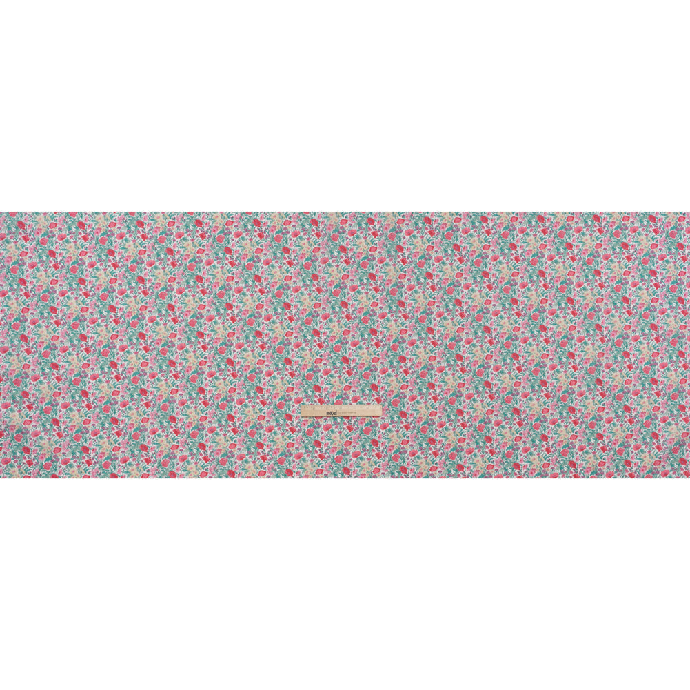 Liberty Fabrics Tana Lawn® - Florence May Pink - Green, Pink and Yellow Wildflower Field