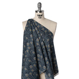 Liberty Fabrics Tana Lawn® - Queen Hera Dark Blue - Midnight, Sky Blue and Golden Yellow Field of Feathers