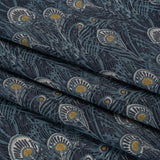 Liberty Fabrics Tana Lawn® - Queen Hera Dark Blue - Midnight, Sky Blue and Golden Yellow Field of Feathers