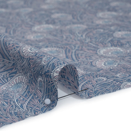 Liberty Fabrics Tana Lawn® - Queen Hera Multi Neutral - Gray and Blue Field of Feathers