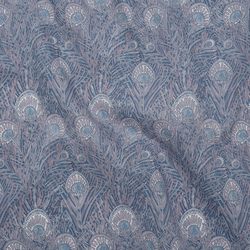 Liberty Fabrics Tana Lawn® - Queen Hera Multi Neutral - Gray and Blue Field of Feathers