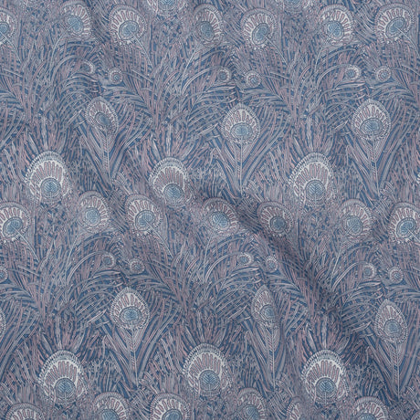 Liberty Fabrics Tana Lawn® - Queen Hera Multi Neutral - Gray and Blue Field of Feathers