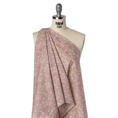 Liberty Fabrics Tana Lawn® - Alice W Pink - Baby Pink, Green and White Daisy Flowers