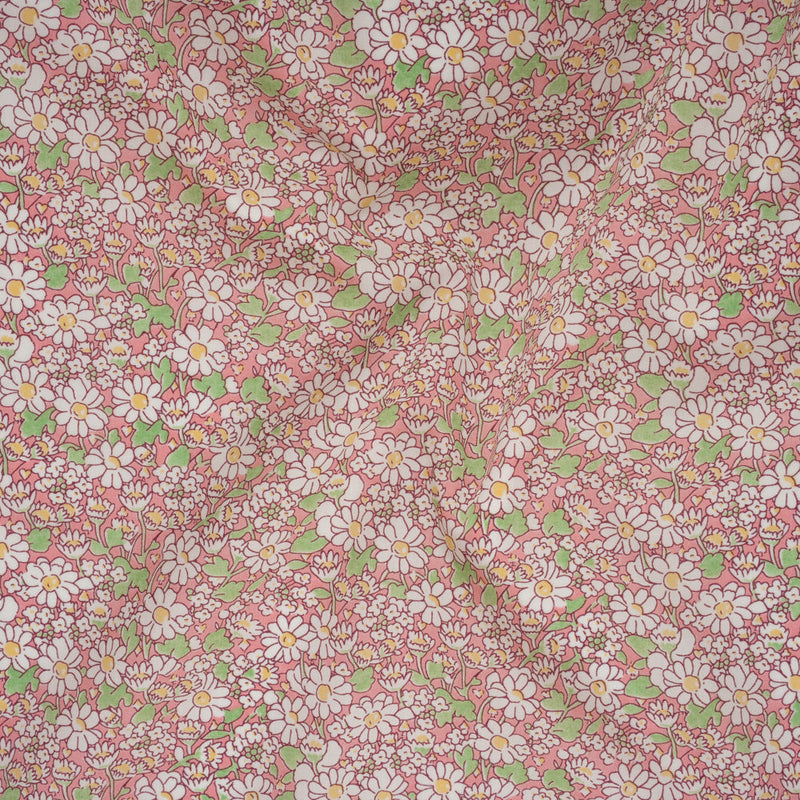 Liberty Fabrics Tana Lawn® - Alice W Pink - Baby Pink, Green and White Daisy Flowers