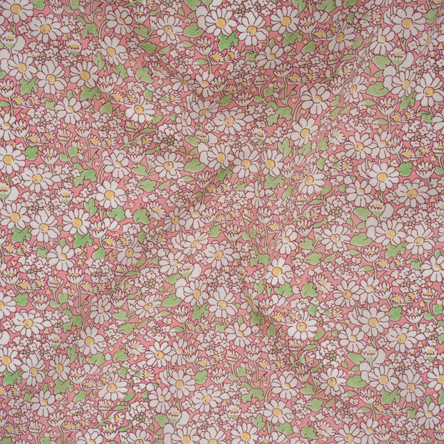 Liberty Fabrics Tana Lawn® - Alice W Pink - Baby Pink, Green and White Daisy Flowers