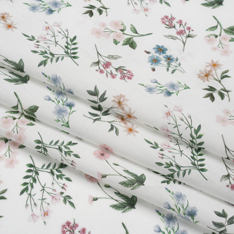 Liberty Fabrics Tana Lawn® - Annie Light Pink - Pink, White and Green Scattered Wildflowers