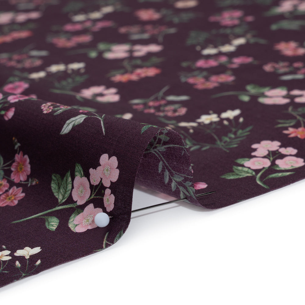 Liberty Fabrics Tana Lawn® - Annie Purple - Royal Purple, Pink and Green Scattered Wildflowers