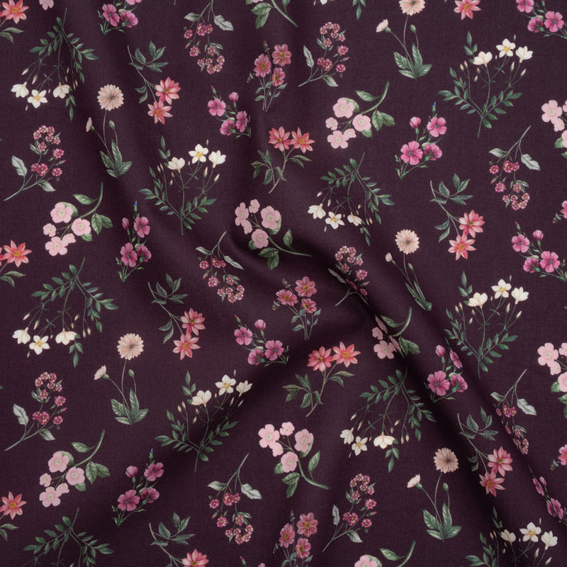 Liberty Fabrics Tana Lawn® - Annie Purple - Royal Purple, Pink and Green Scattered Wildflowers