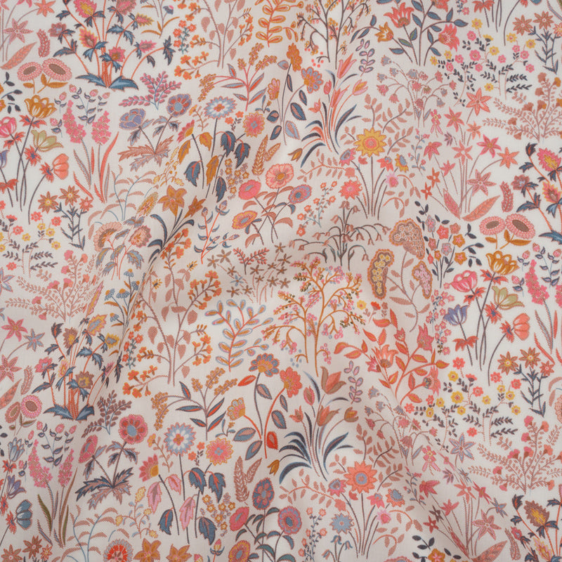 Liberty Fabrics Tana Lawn® - Shepherdly Song Pink - Pink, Peachy Orange and Blue-Gray Wildflowers
