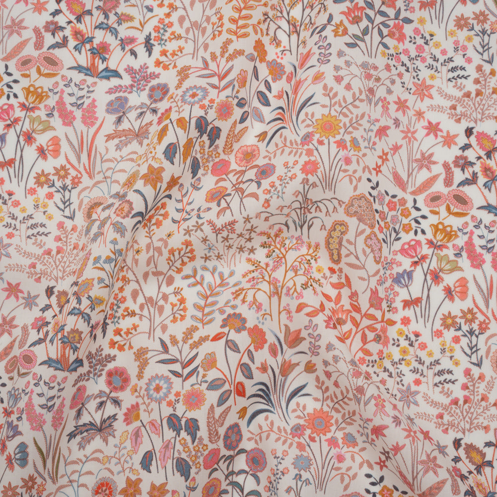 Liberty Fabrics Tana Lawn® - Shepherdly Song Pink - Pink, Peachy Orange and Blue-Gray Wildflowers