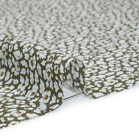 Liberty Fabrics Tana Lawn® - Feather Meadow Green - Olive Green and White Flowers and Leaves