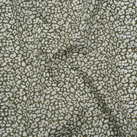 Liberty Fabrics Tana Lawn® - Feather Meadow Green - Olive Green and White Flowers and Leaves