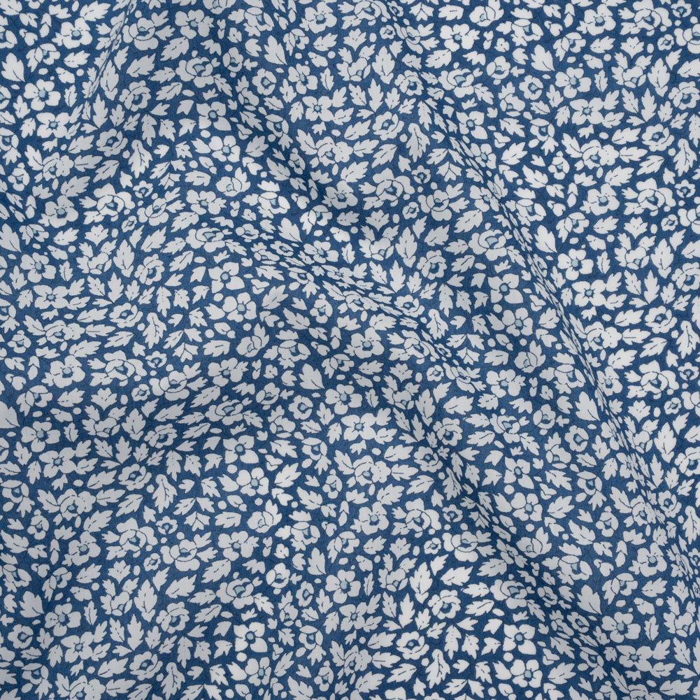 Liberty Fabrics Tana Lawn® - Feather Meadow Blue - Classic Blue and White Flowers and Leaves