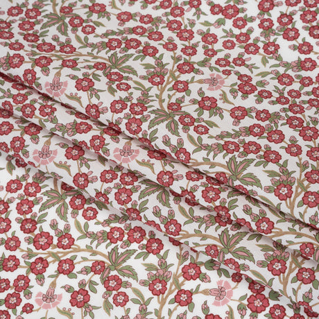 Liberty Fabrics Tana Lawn® - Empress Red - Red and Green Trailing Cherry Blossoms