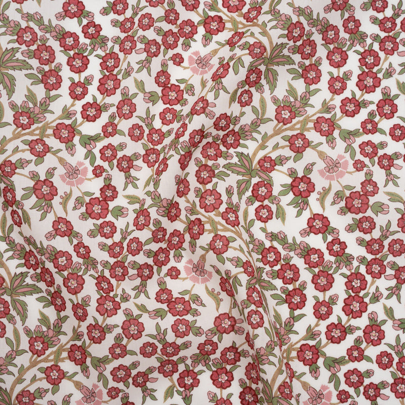 Liberty Fabrics Tana Lawn® - Empress Red - Red and Green Trailing Cherry Blossoms