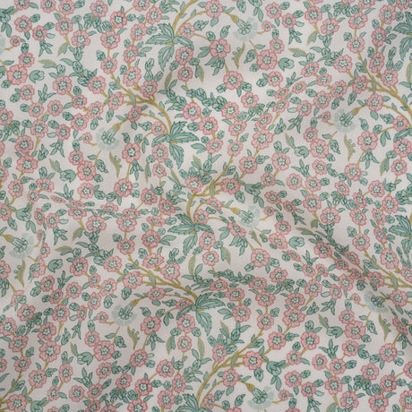 Liberty Fabrics Tana Lawn® - Empress Pink Light - Baby Pink and Mint Green Trailing Cherry Blossoms