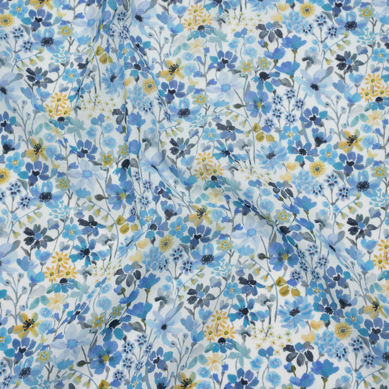 Liberty Fabrics Tana Lawn® - Dreams of Summer Blue - Light Blue and Pale Yellow Watercolor Floral