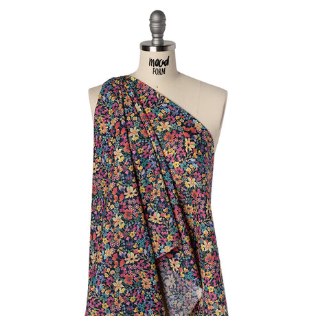 Liberty Fabrics Tana Lawn® - Dreams of Summer Dark Blue - Navy, Pink and Yellow Watercolor Floral
