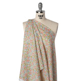 Liberty Fabrics Tana Lawn® - Swirling Petals Light Pink - Baby Pink, Blue and Yellow Green Floral