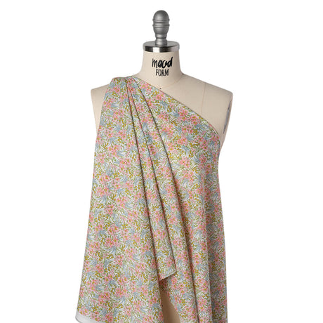 Liberty Fabrics Tana Lawn® - Swirling Petals Light Pink - Baby Pink, Blue and Yellow Green Floral