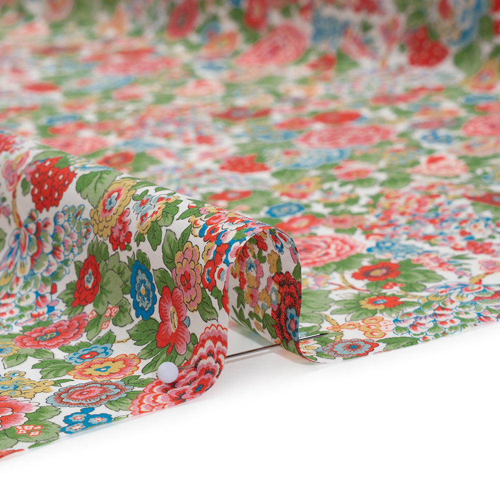 Liberty Fabrics Tana Lawn® - Elysian Day Red - Red, Blue and Green Rosy Blooms