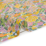 Liberty Fabrics Tana Lawn® - Elysian Day Yellow - Golden Yellow, Light Purple and Green Rosy Blooms