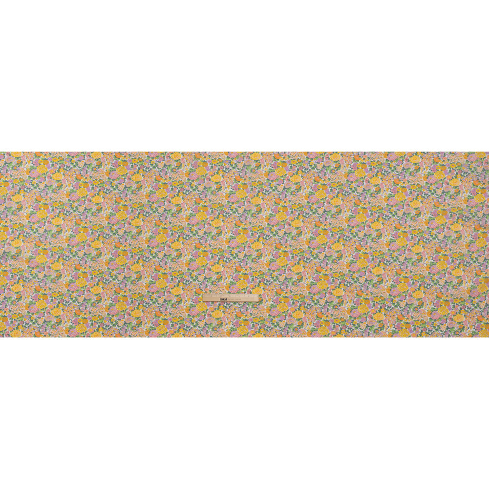 Liberty Fabrics Tana Lawn® - Elysian Day Yellow - Golden Yellow, Light Purple and Green Rosy Blooms