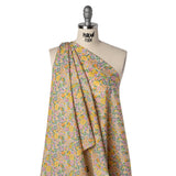 Liberty Fabrics Tana Lawn® - Elysian Day Yellow - Golden Yellow, Light Purple and Green Rosy Blooms