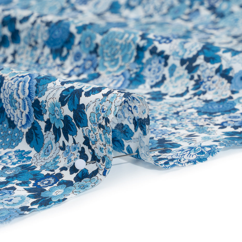 Liberty Fabrics Tana Lawn® - Elysian Day Blue - Sky, Cobalt and White Rosy Blooms