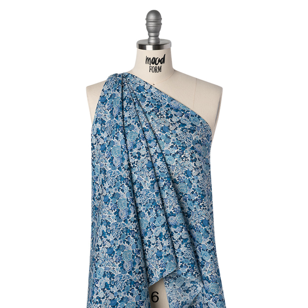 Liberty Fabrics Tana Lawn® - Elysian Day Blue - Sky, Cobalt and White Rosy Blooms