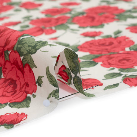Liberty Fabrics Tana Lawn® - Carline Rose Red - Red, Green and White Rose Bouquets