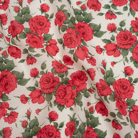Liberty Fabrics Tana Lawn® - Carline Rose Red - Red, Green and White Rose Bouquets