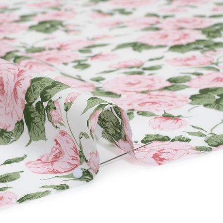 Liberty Fabrics Tana Lawn® - Carline Rose Light Pink - Pale Pink, Green and White Rose Bouquets