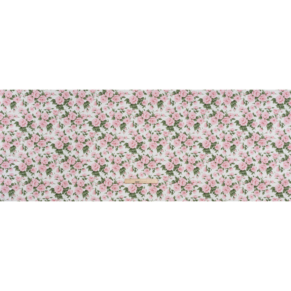 Liberty Fabrics Tana Lawn® - Carline Rose Light Pink - Pale Pink, Green and White Rose Bouquets