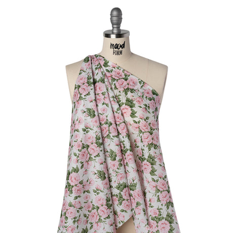 Liberty Fabrics Tana Lawn® - Carline Rose Light Pink - Pale Pink, Green and White Rose Bouquets