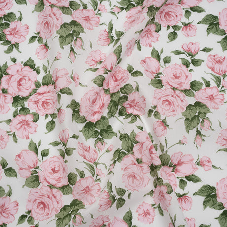 Liberty Fabrics Tana Lawn® - Carline Rose Light Pink - Pale Pink, Green and White Rose Bouquets