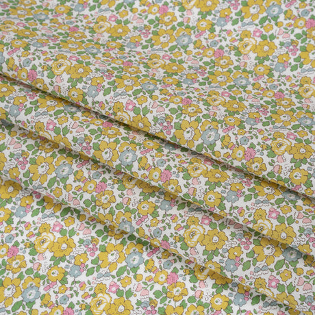 Liberty Fabrics Tana Lawn® - Betsy Ann Yellow - Light Yellow, Pink and Green Floral