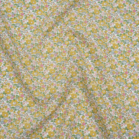 Liberty Fabrics Tana Lawn® - Betsy Ann Yellow - Light Yellow, Pink and Green Floral