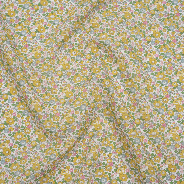 Liberty Fabrics Tana Lawn® - Betsy Ann Yellow - Light Yellow, Pink and Green Floral