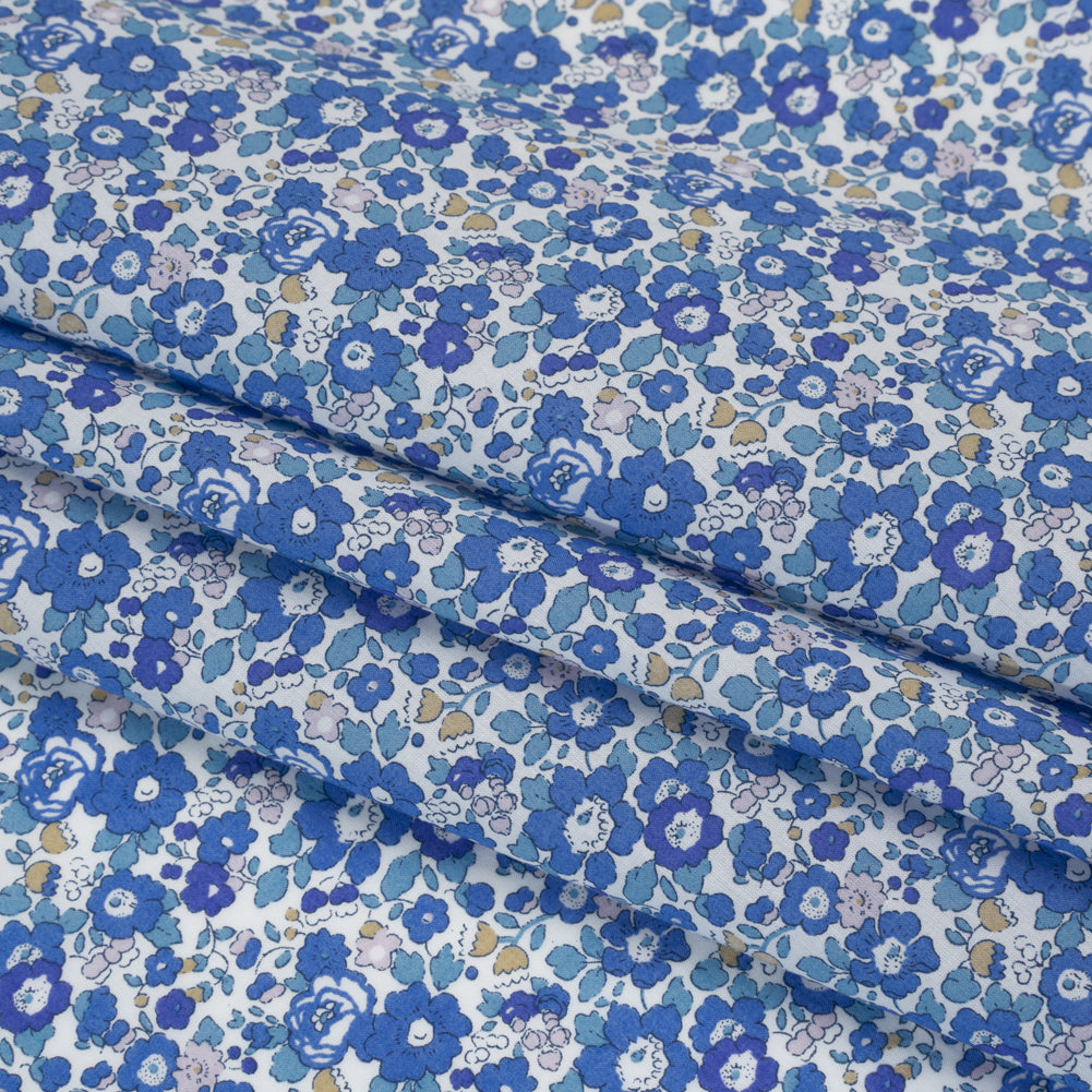 Liberty Fabrics Tana Lawn® - Betsy Ann Blue - Blue, Teal and Orange Floral