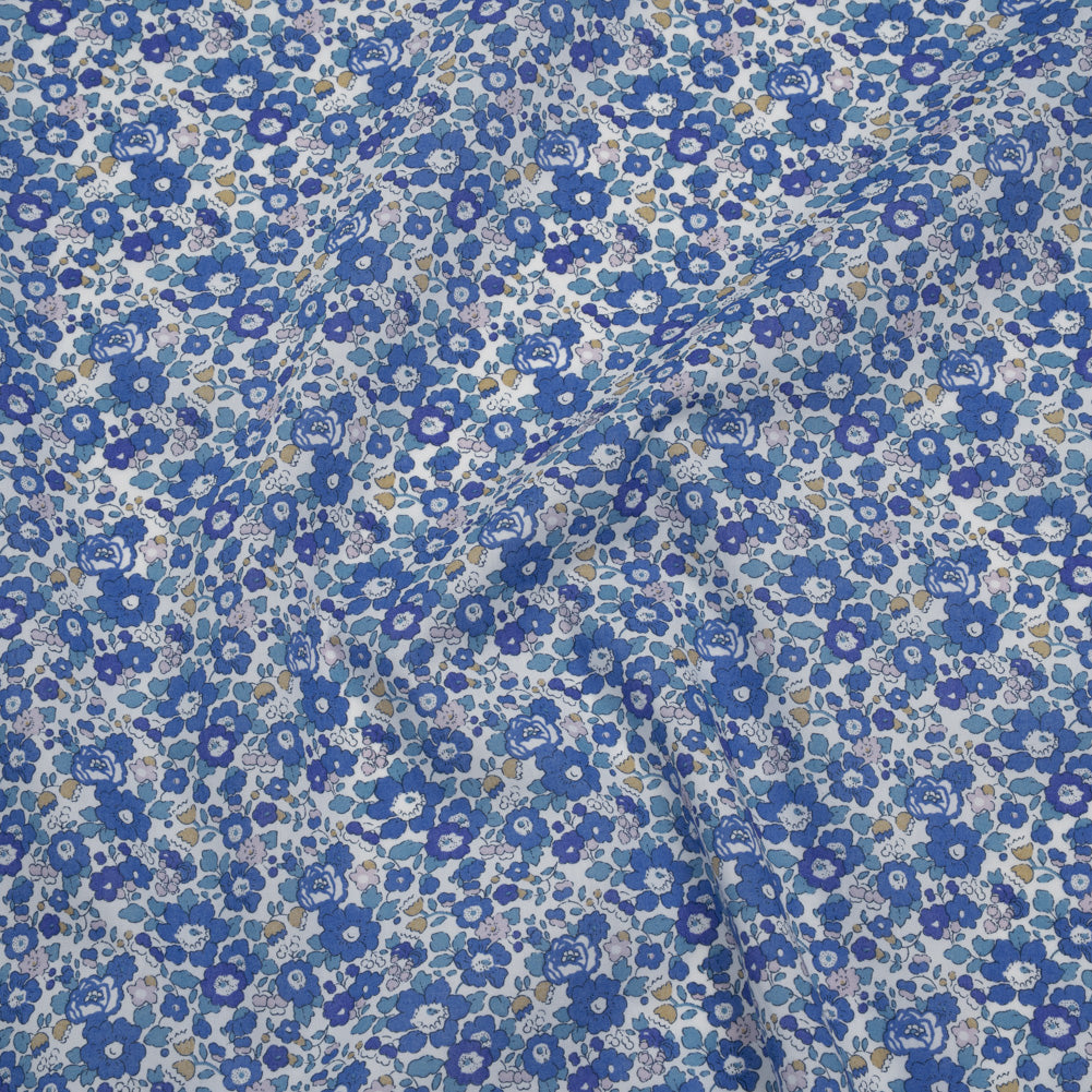 Liberty Fabrics Tana Lawn® - Betsy Ann Blue - Blue, Teal and Orange Floral