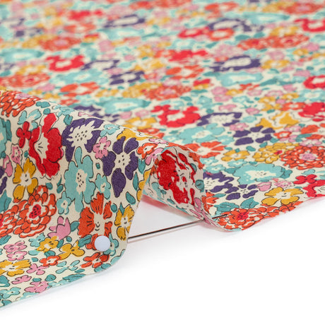 Liberty Fabrics Tana Lawn® - Michelle Multi Bright - Coral Red, Purple and Light Blue Floral